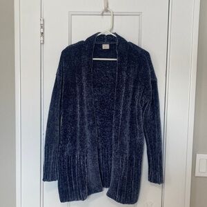 Slate blue chenille Women's Cardigan